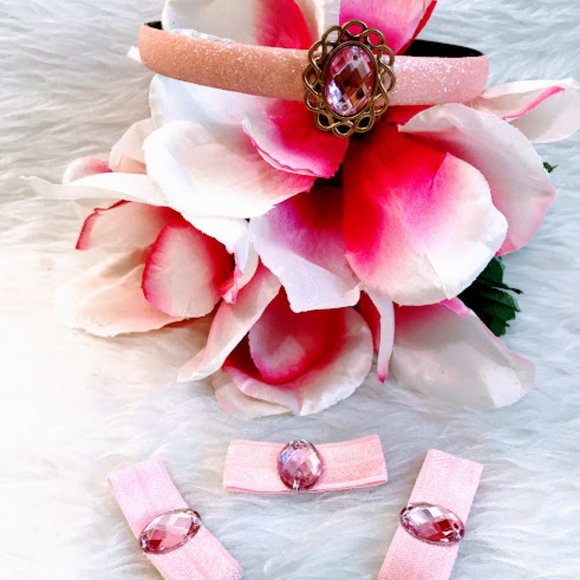 Princess Jasmine Set Pink Glitter Headband - Picture 2 of 3